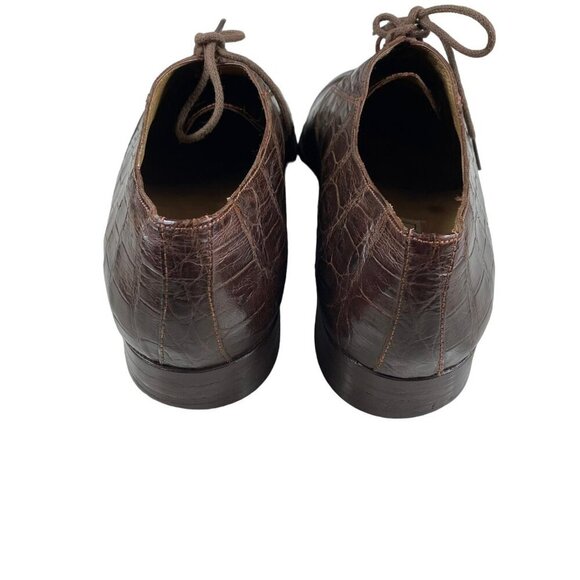 Celine Brown Vintage Oxford Shoes Python Stamped Size 7 - Picture 3 of 12